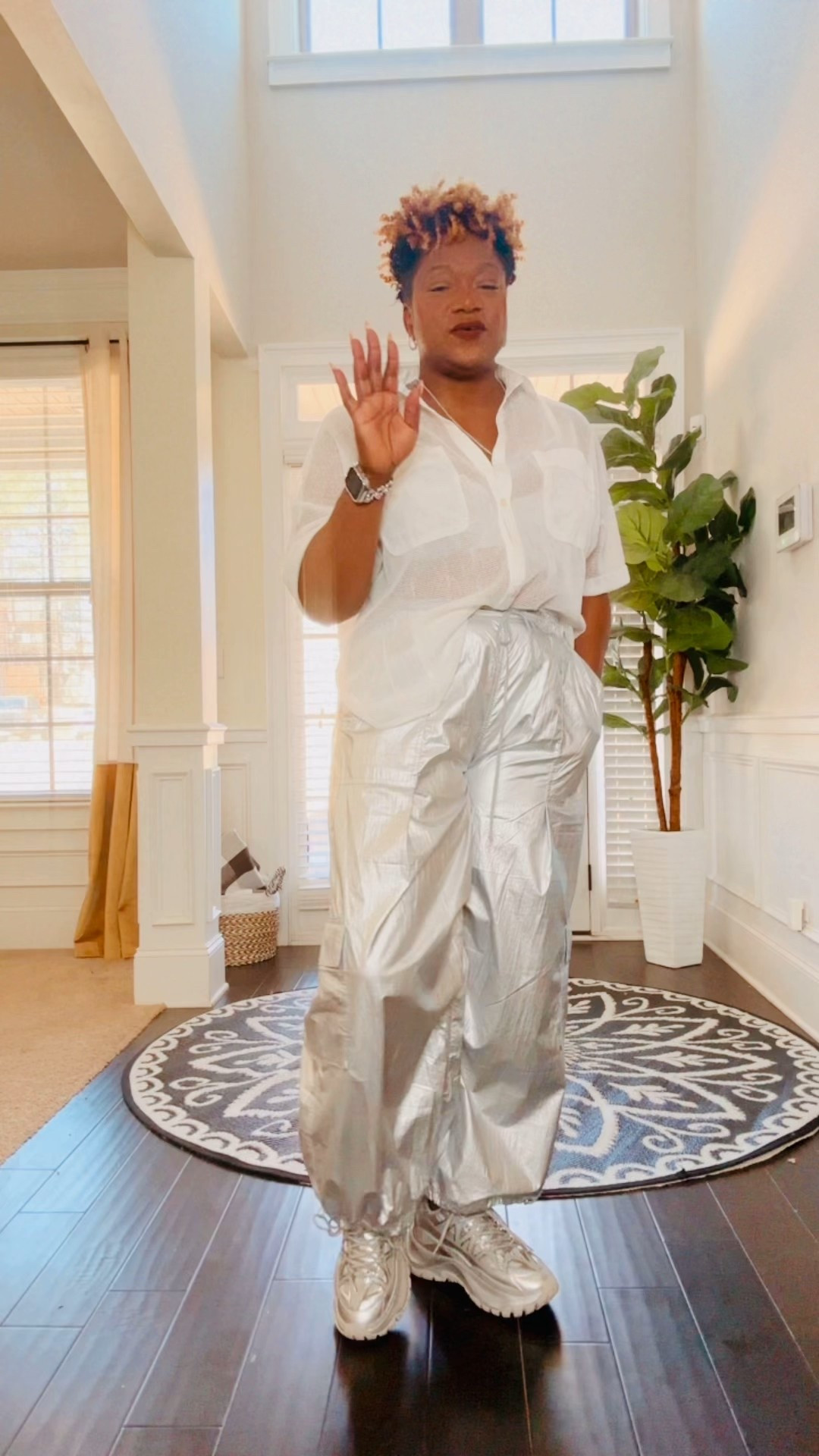 #✨ Just picked up these metallic lightweight barrel pants from Anthropologie on sale! 😎 They’re cute, edgy, but I’m kinda getting major 10-man vibes from the metallic color 🤔💀—like, where’s my heart? 💔 Should I be off to see the wizard? 😂Love the fit and style though! Paired them with my metallic Marc Jacobs sneakers, a white button-down shirt, and some silver accessories to shine like a true wizard (or a robot, idk) ✨👟👚. What do you guys think? Should I keep the magic alive or stick to the yellow brick road? 🌈💬 #AnthropologieFinds #MetallicVibes #10ManChic #markjacobs #Affiliate #BrandAmbassador #Amazon https://www.shopltk.com/explore/Cristyluv%E2%80%99s?utm_campaign=creator_shop_share_template_flow&utm_source=ioscreatorapp @highlight

#LTKStyleTip #LTKActive #LTKWatchNow