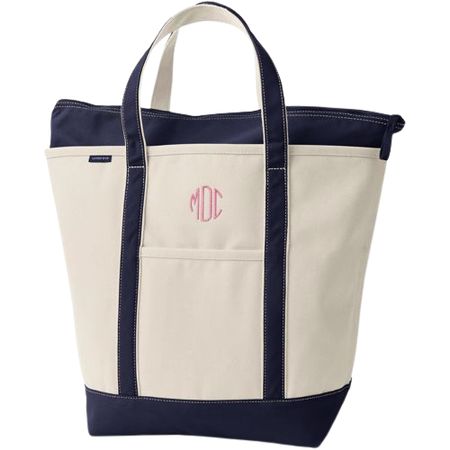 Large Natural 5 Pocket Zip Top Canvas Tote Bag | Lands' End (US)