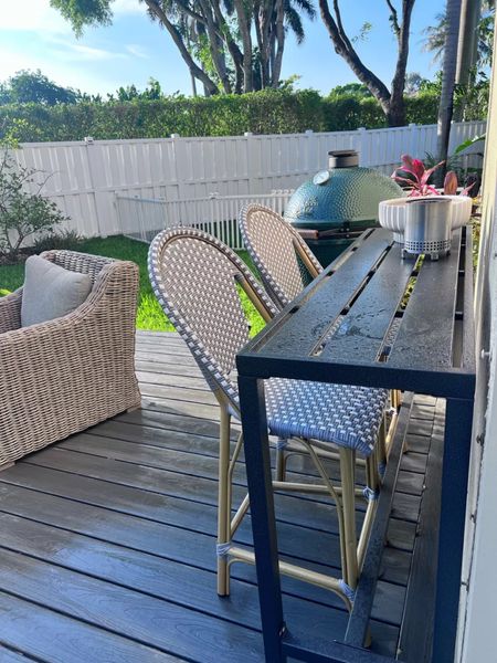 Outdoor bar table, bar stools, bistro style, patio furniture

#LTKHome #LTKSaleAlert