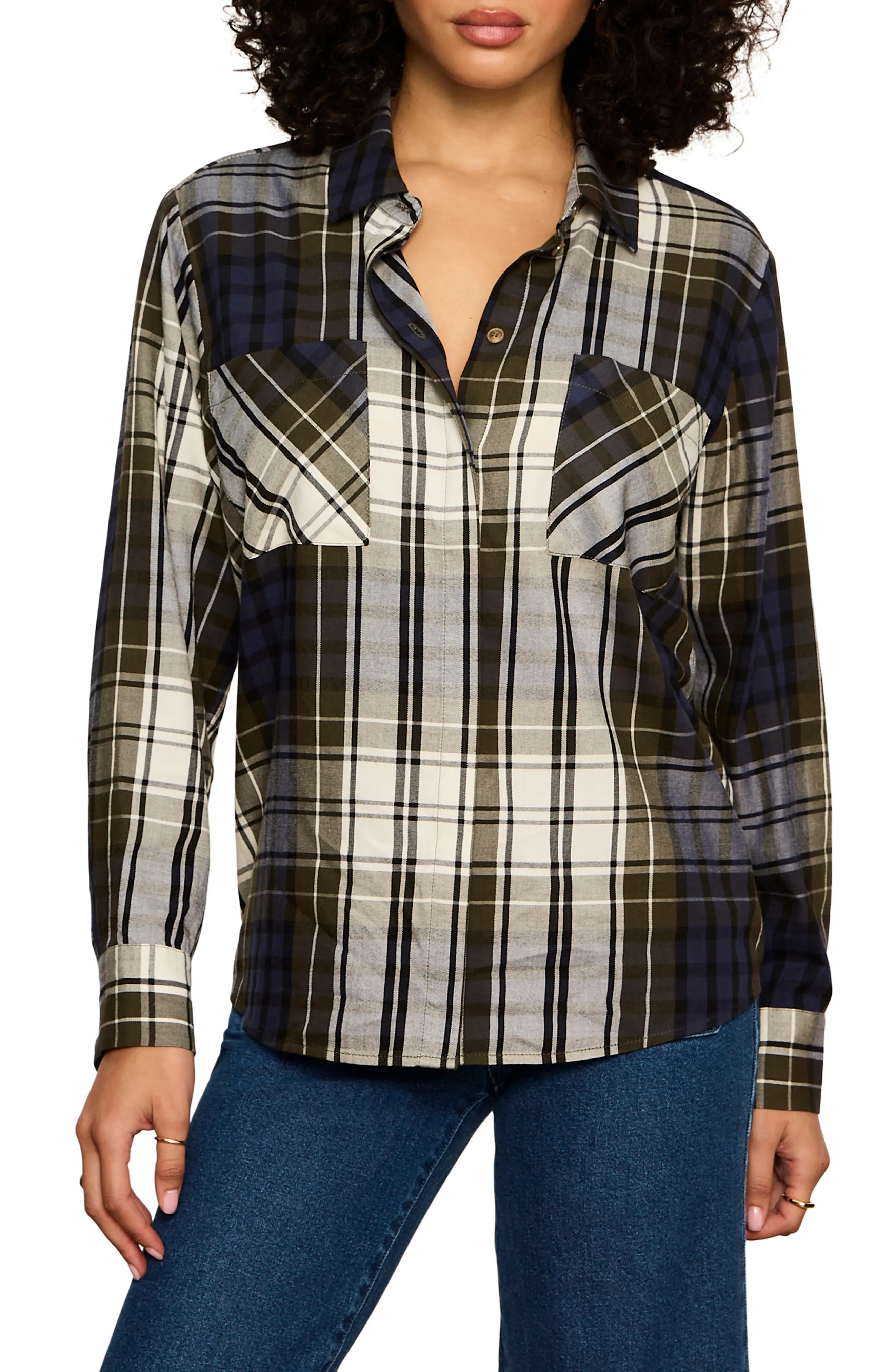 Sanctuary The City Plaid Shirt in True Green Plaid at Nordstrom, Size Medium | Nordstrom