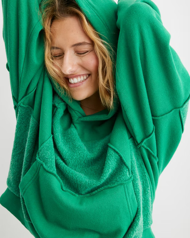 Aerie Sherpa Patchwork Hoodie | Aerie
