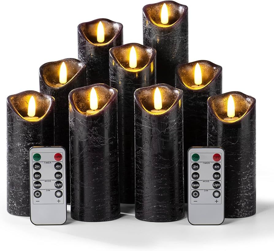 Set of 9 Flameless Candles Battery Operated LED Real Wax Flickering Electric Candles with Remote ... | Amazon (US)