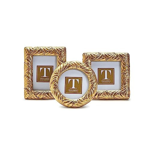 Two's Company Fanshell Set of 3 Gold Leaf Photo Frame Includes 3 Styles | Amazon (US)