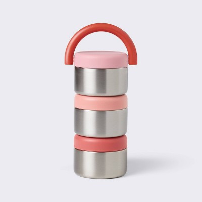 5 fl oz 3pc Stacking Snacker Food Storage Cups - Pink - Cloud Island™ | Target