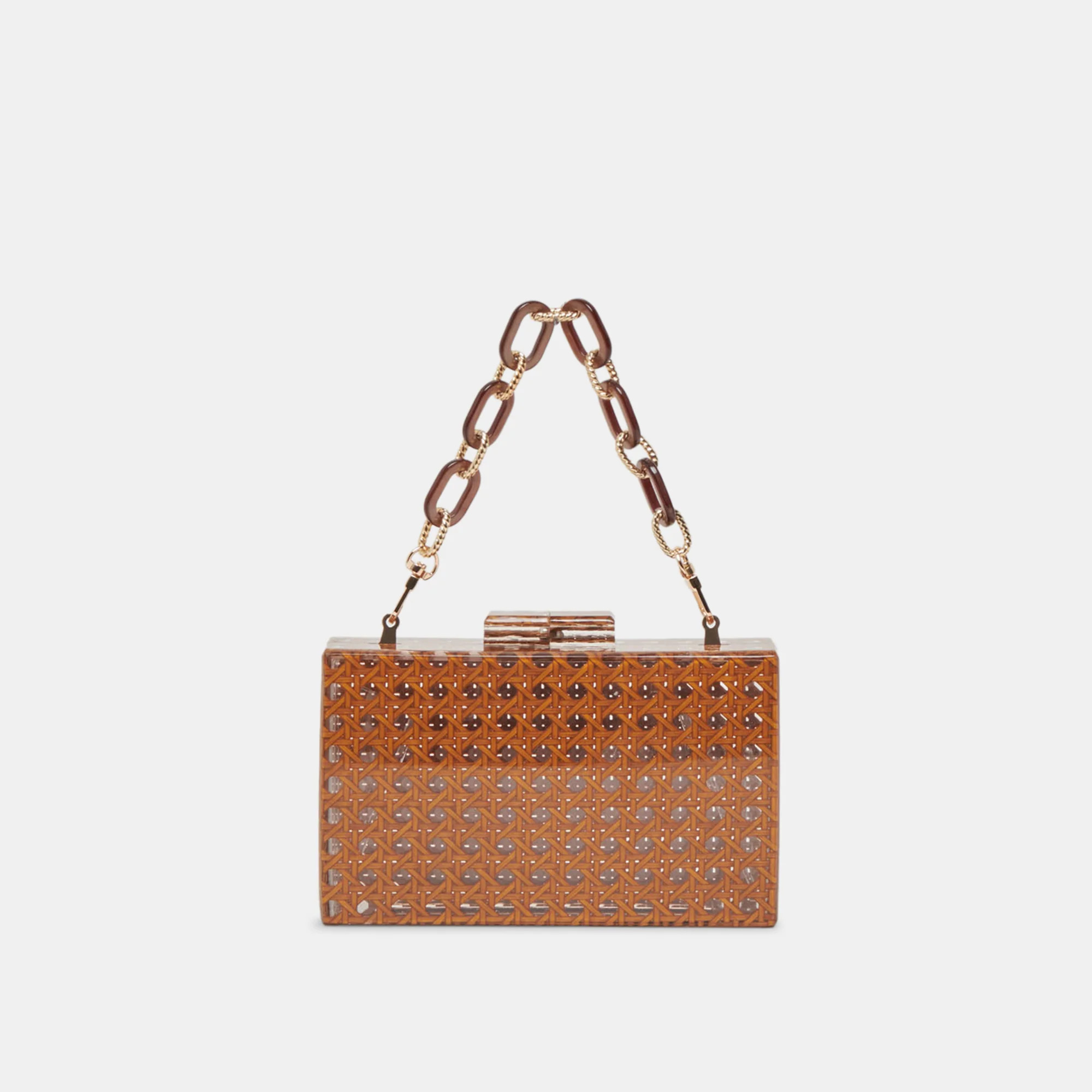 CANE CLUTCH BROWN MULTI CANING | DolceVita.com