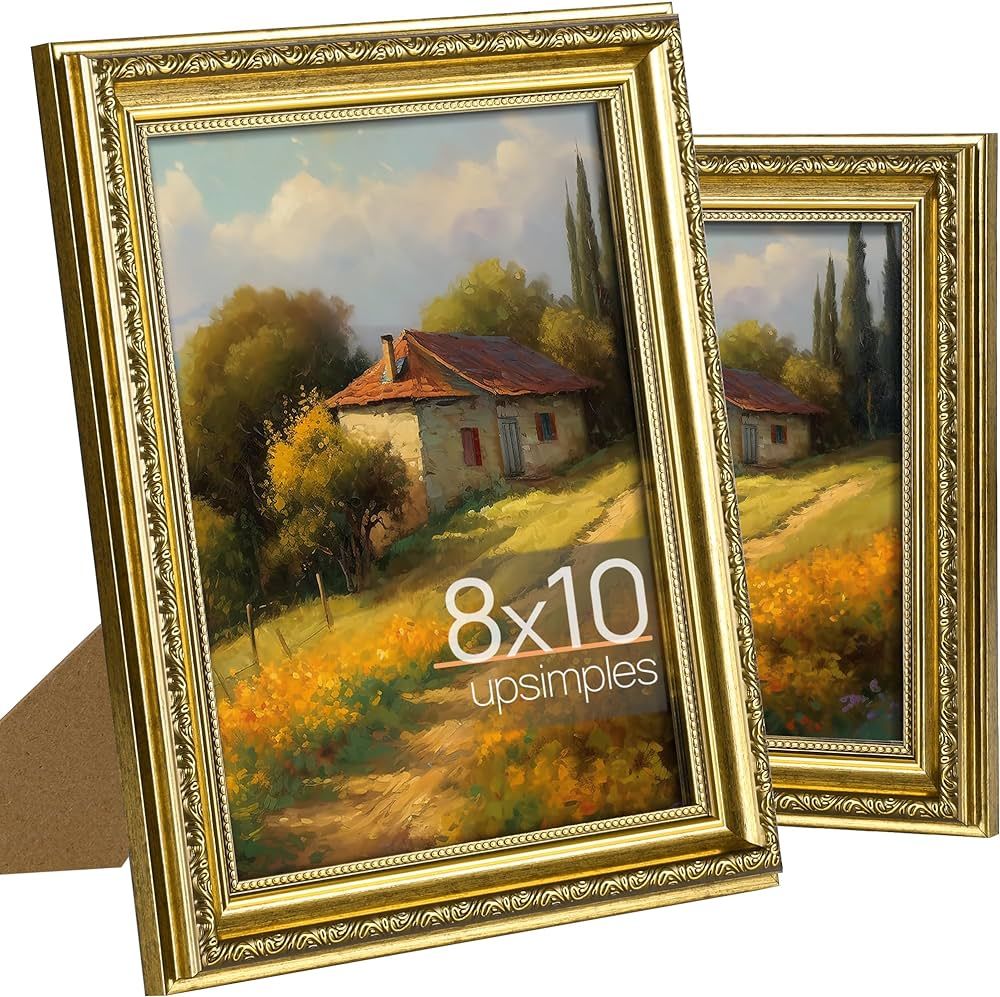 upsimples 8x10 Picture Frame with Real Glass, 2 Pack Ornate Vintage Picture Frames for Wall or Ta... | Amazon (US)