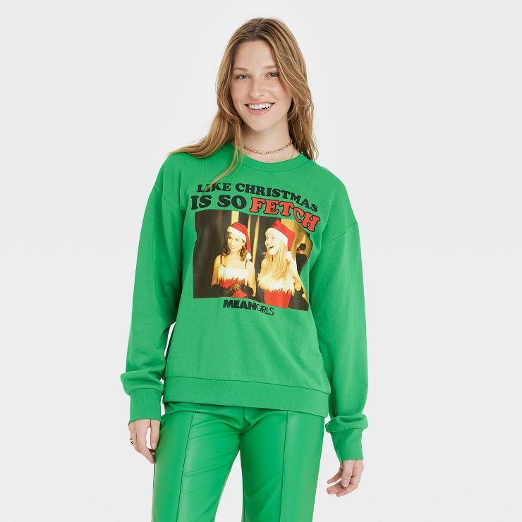 Women's Mean Girls Holiday Graphic Sweatshirt - Green | Target