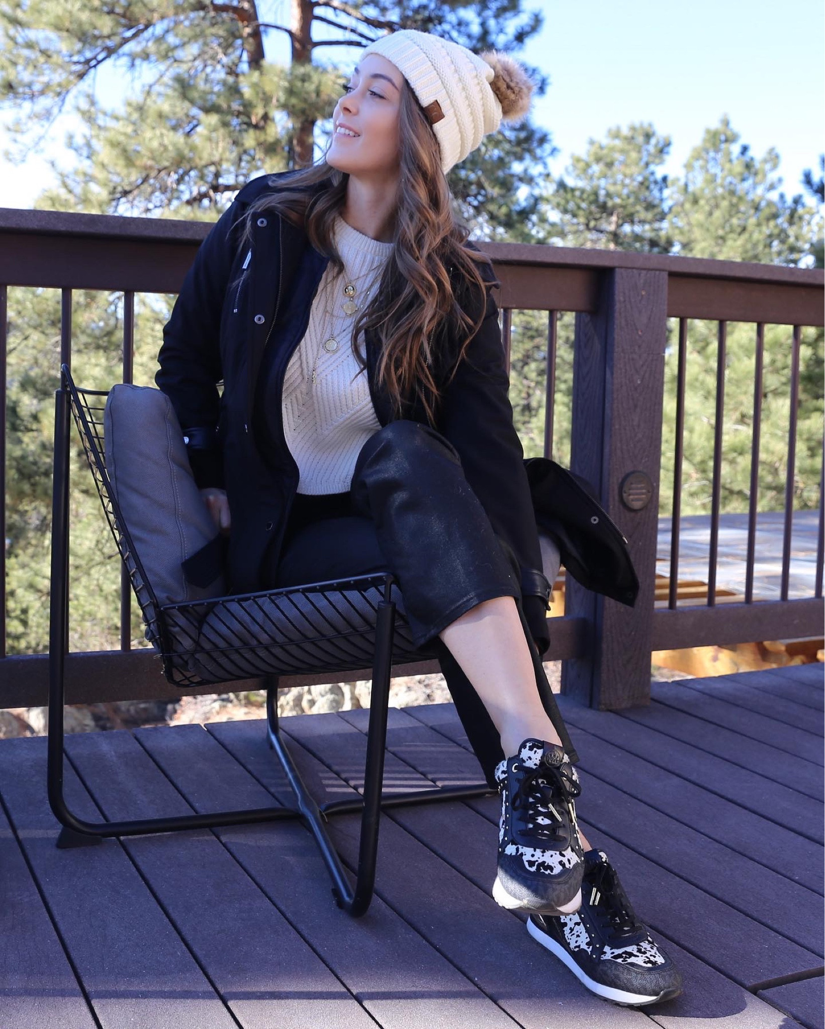 Casual fit for errands galore  #hat #coateddenim #sweater #beanie #casualootd #tennisshoes #winter #ootd