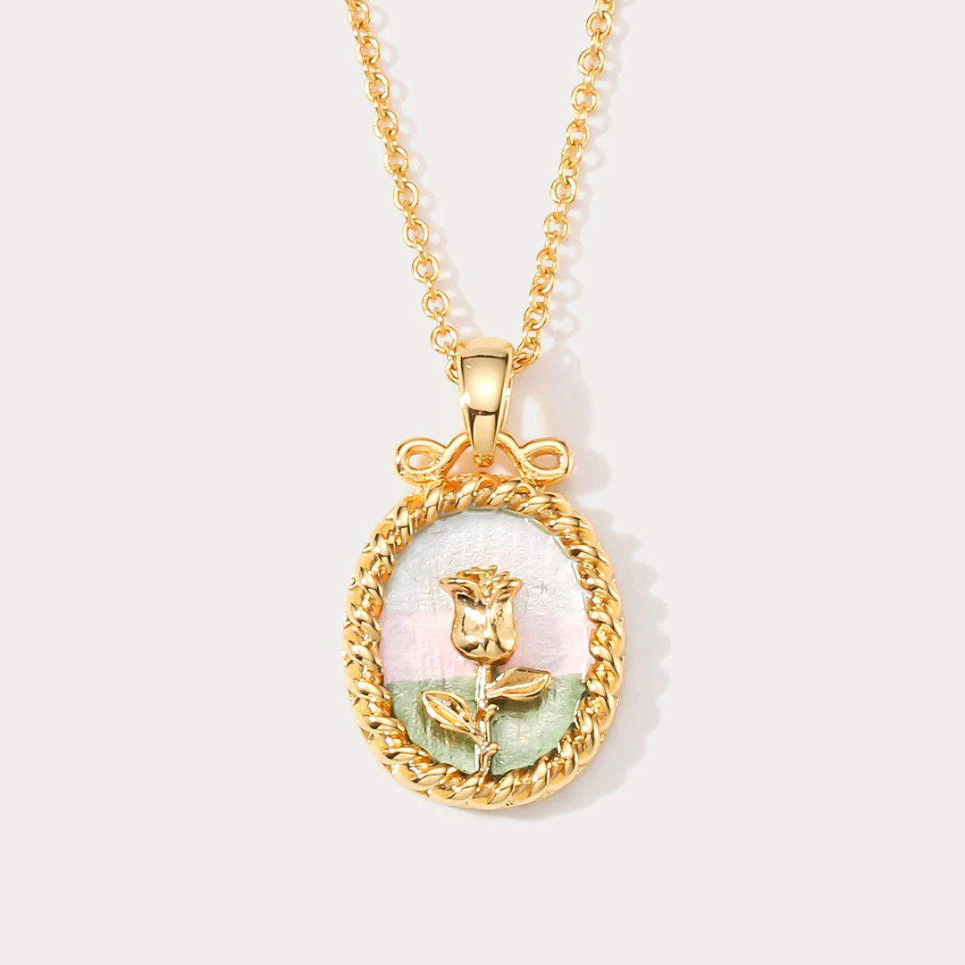Wild Rose Oil Painting Necklace | Selenichast