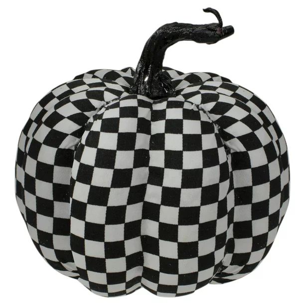 6.5" White and Black Plaid Fall Harvest Tabletop Pumpkin | Walmart (US)