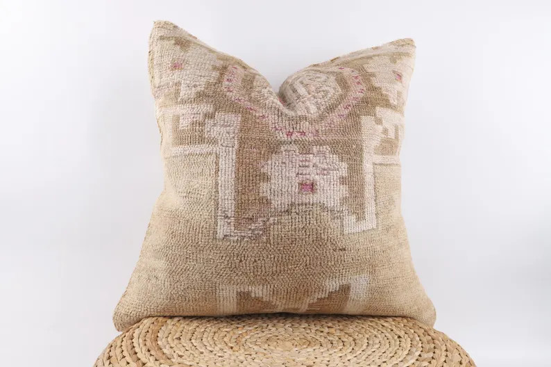 Bohemian Kilim Pillow, Turkish Carpet Pillow, Kilim Pillow, 24x24 Pillow Cover, Decorative Pillow... | Etsy (US)