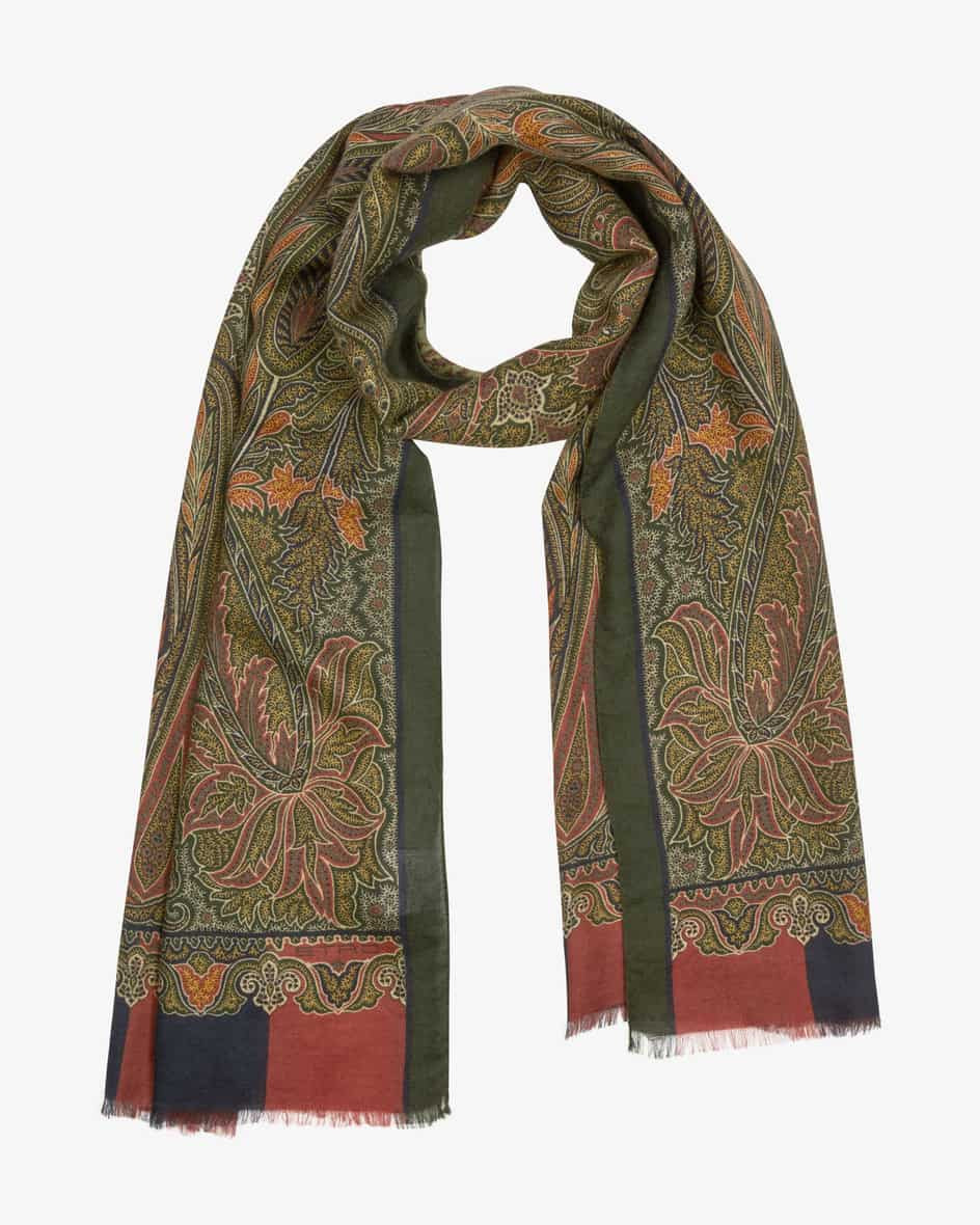 Schal für Herren von Etro in Dunkeloliv, Terrakotta und Navy. Das Modell erhält
dank der hochwe... | Lodenfrey (DACH)