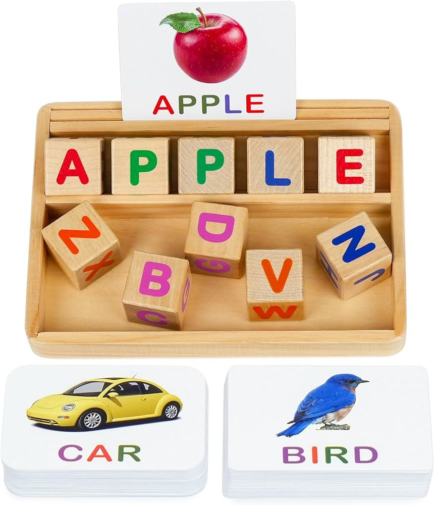 BenBen Spelling Games for Kids 3-8, Wooden Matching Letter Toys with 110 Sight Words Flash Cards,... | Amazon (US)