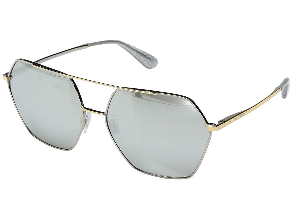 Dolce & Gabbana - DG2157 (Silver/Gold/Light Grey Silver Mirror) Fashion Sunglasses | Zappos