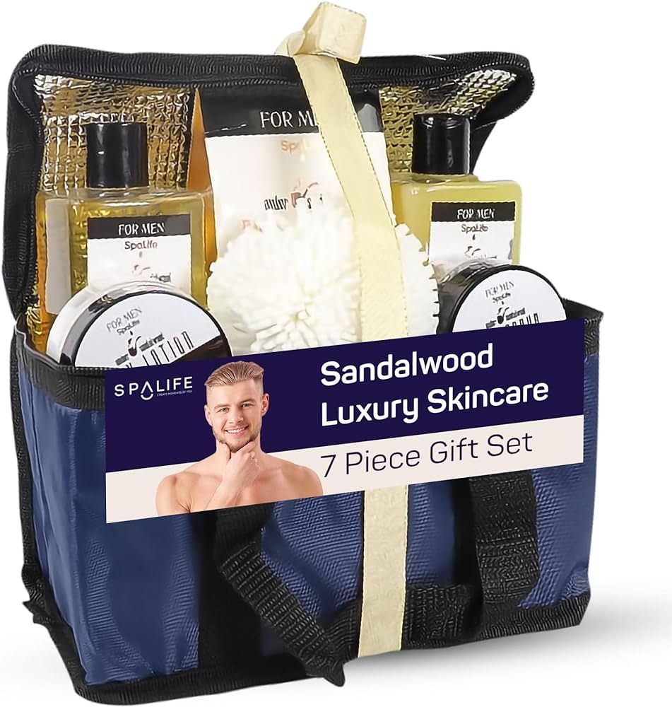 SpaLife Men's Sandalwood Luxury Spa Skincare Set - Complete Care Kit for Rugged Revitalization, E... | Amazon (US)