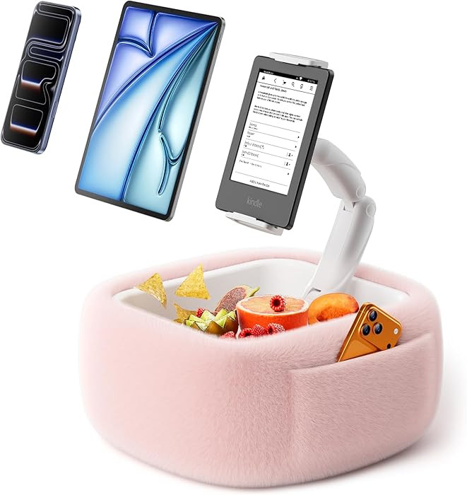 LULULOOK Ultra Fluffy Kindle Pillow Stand for Reading, Lap Tablet Pillow Stand with Snack Bowl & ... | Amazon (US)