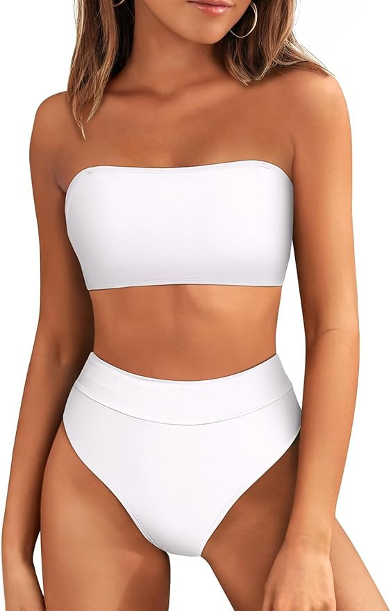 Pink Queen Women's Removable Strap Wrap Pad Cheeky High Waist Bikini Set Swimsuit | Amazon (US)