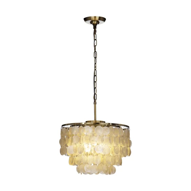 Preas 3 - Light Unique/Statement Tiered LED Chandelier with Seashell Accents | Wayfair North America