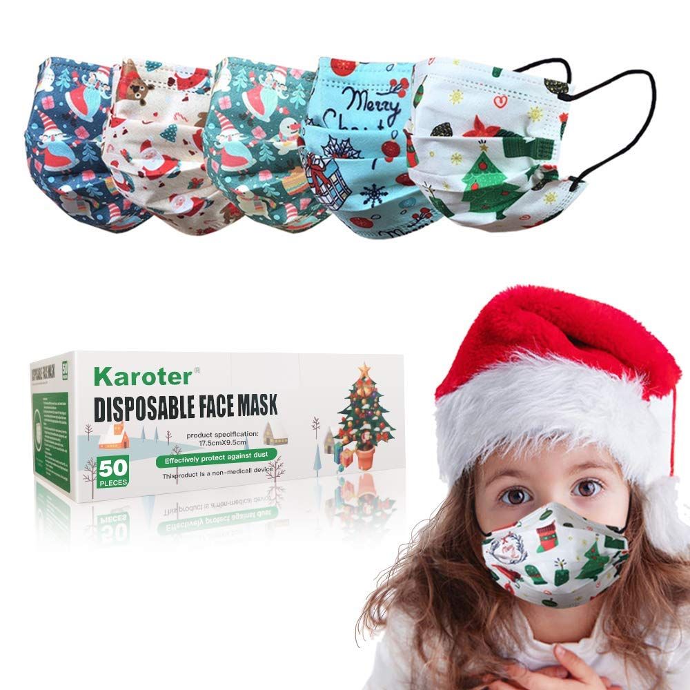 50PCS Christmas Masks for Kids, Kids Face Mask Disposable, 3ply Disposable Face Mask, 50 Count, Brea | Amazon (US)