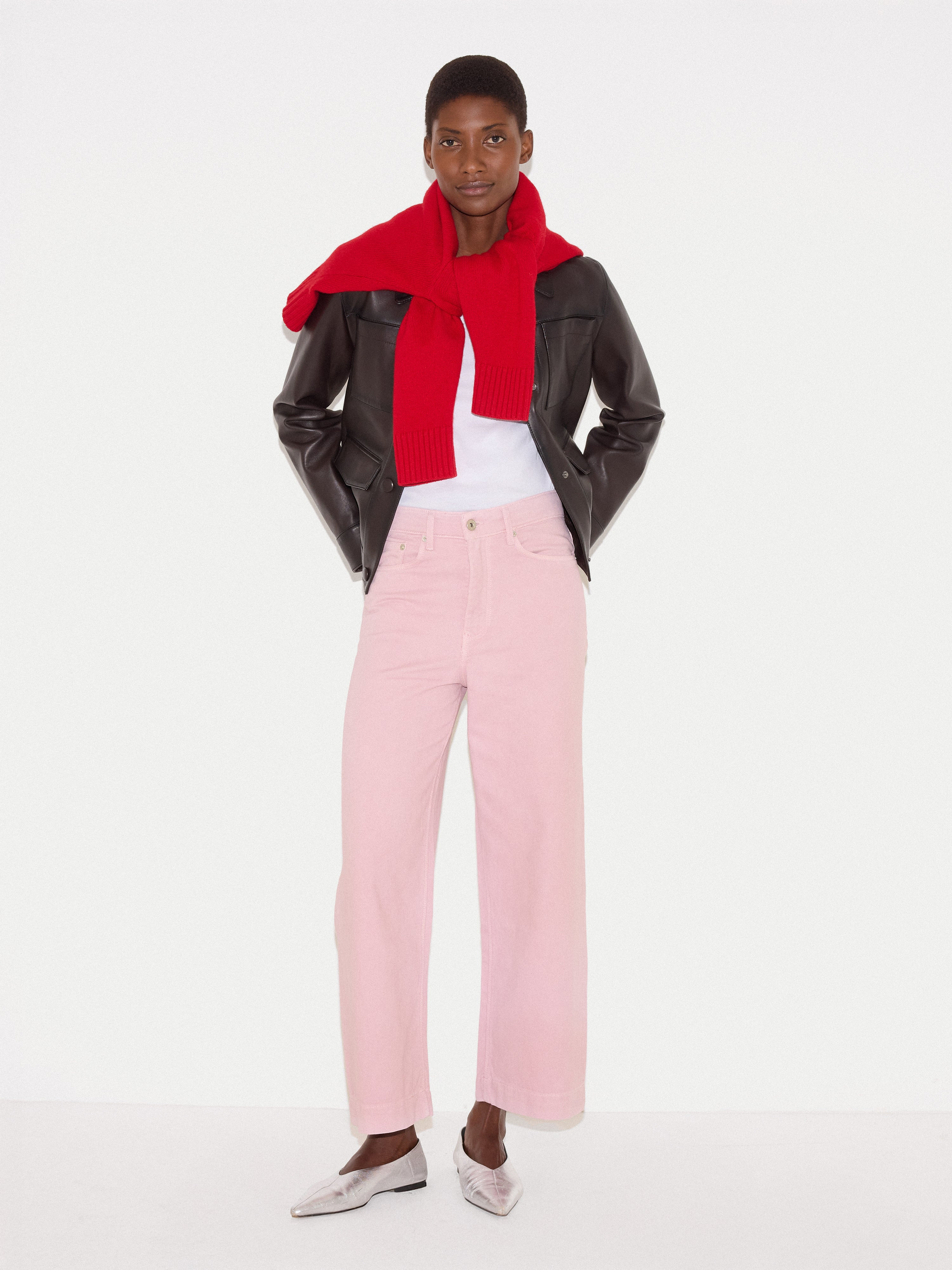 Tyne Wide Leg Cropped Jean | Pink | Jigsaw (UK)