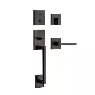Kwikset San Clemente Low Profile Venetian Bronze Single Cylinder Entry Door Handleset w Halifax D... | The Home Depot