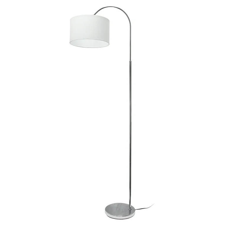 Simple Designs Arched Brushed Nickel Floor Lamp with a White Shade | Walmart (US)