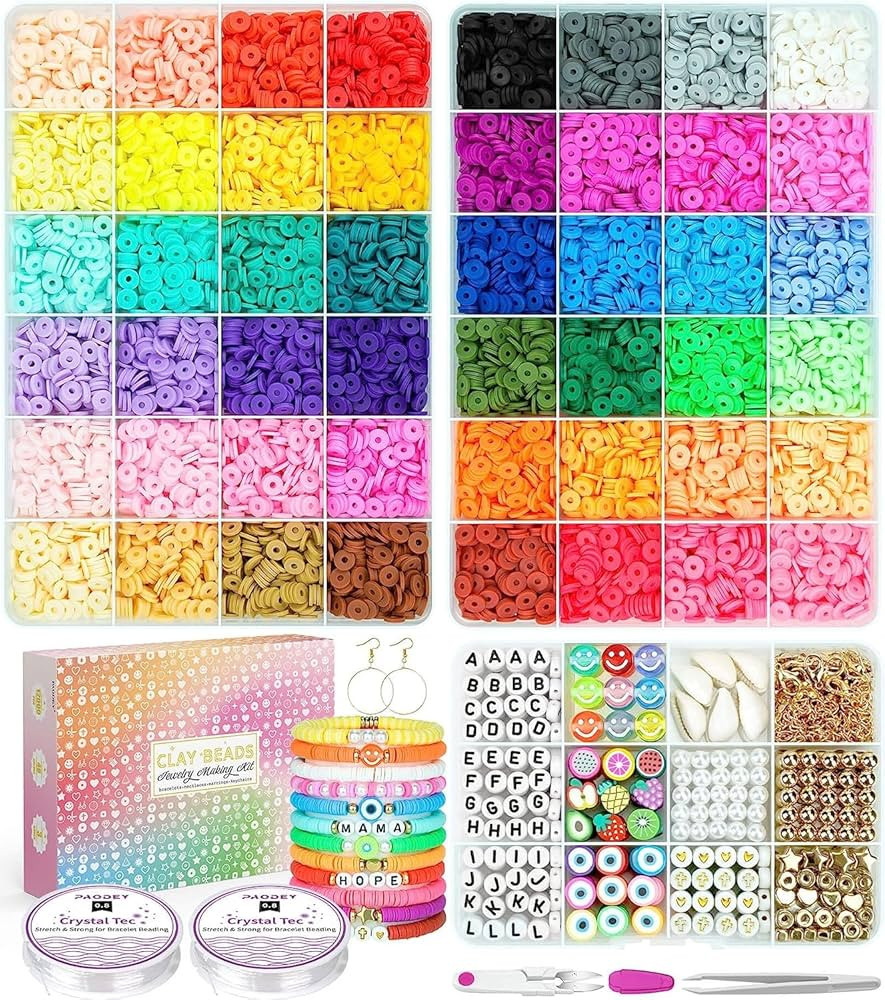 Paodey Bracelet Making Kit - 12000 Pcs Clay Beads, 48 Colors in 3 Boxes, Friendship Bracelet Kit ... | Amazon (US)