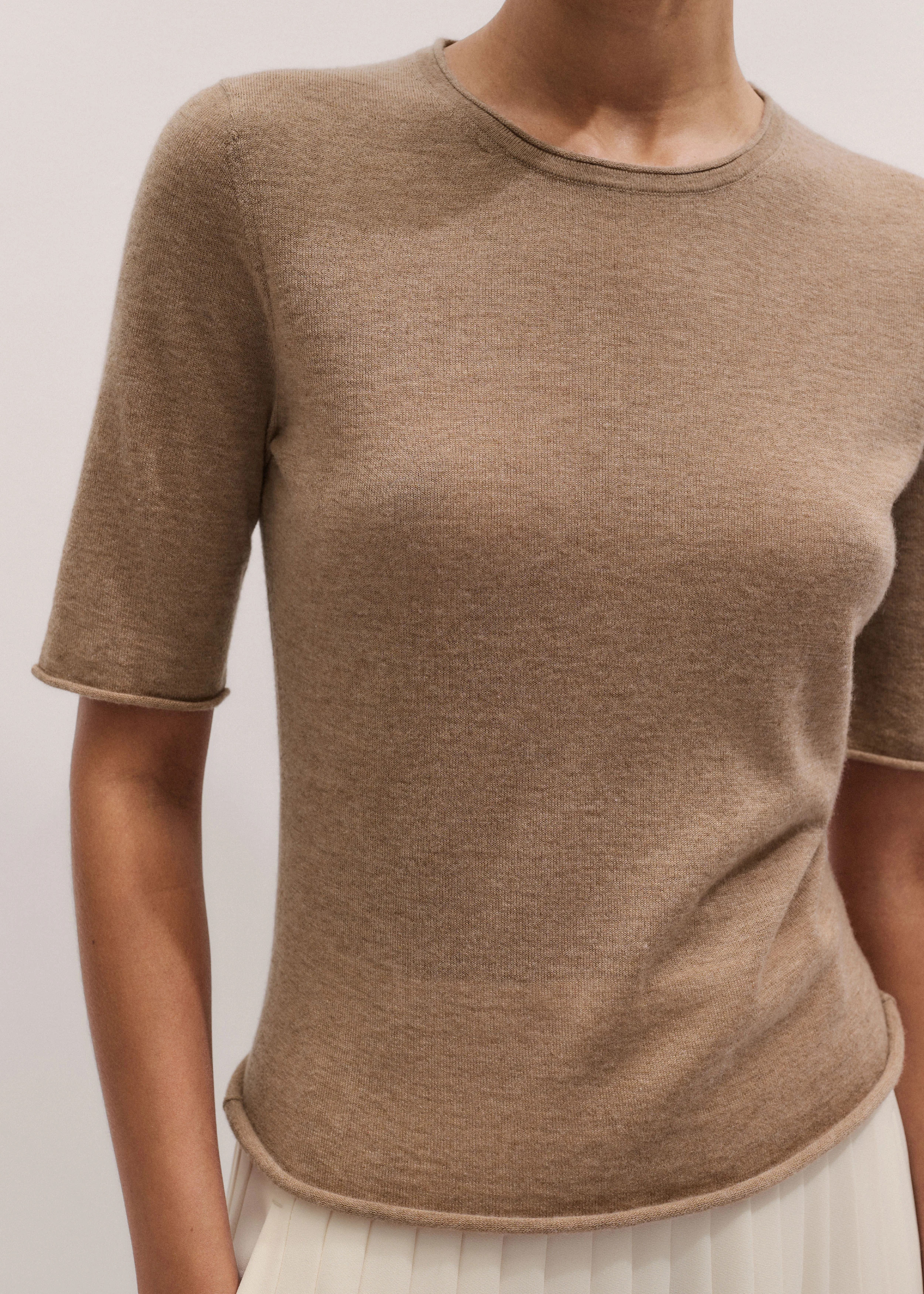 Raw Edge Slim Knit Tee | ME+EM Global (Excluding US)