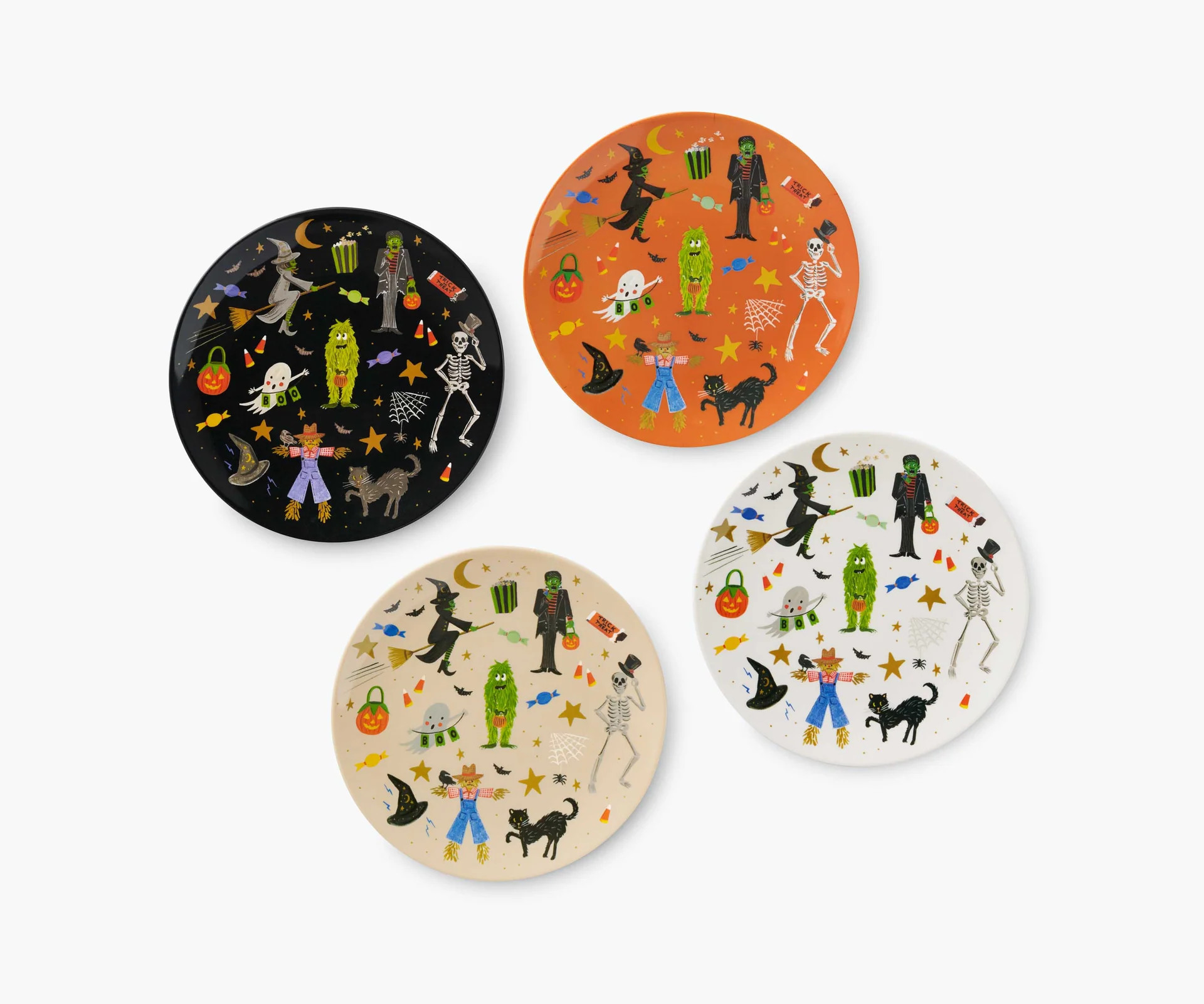 Melamine Assorted Dessert Plates - Halloween Argyle | Rifle Paper Co.