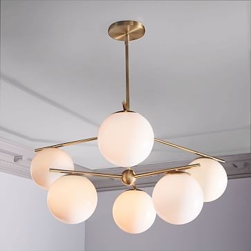 Sphere & Stem 6-Light Chandelier - Milk | West Elm (US)