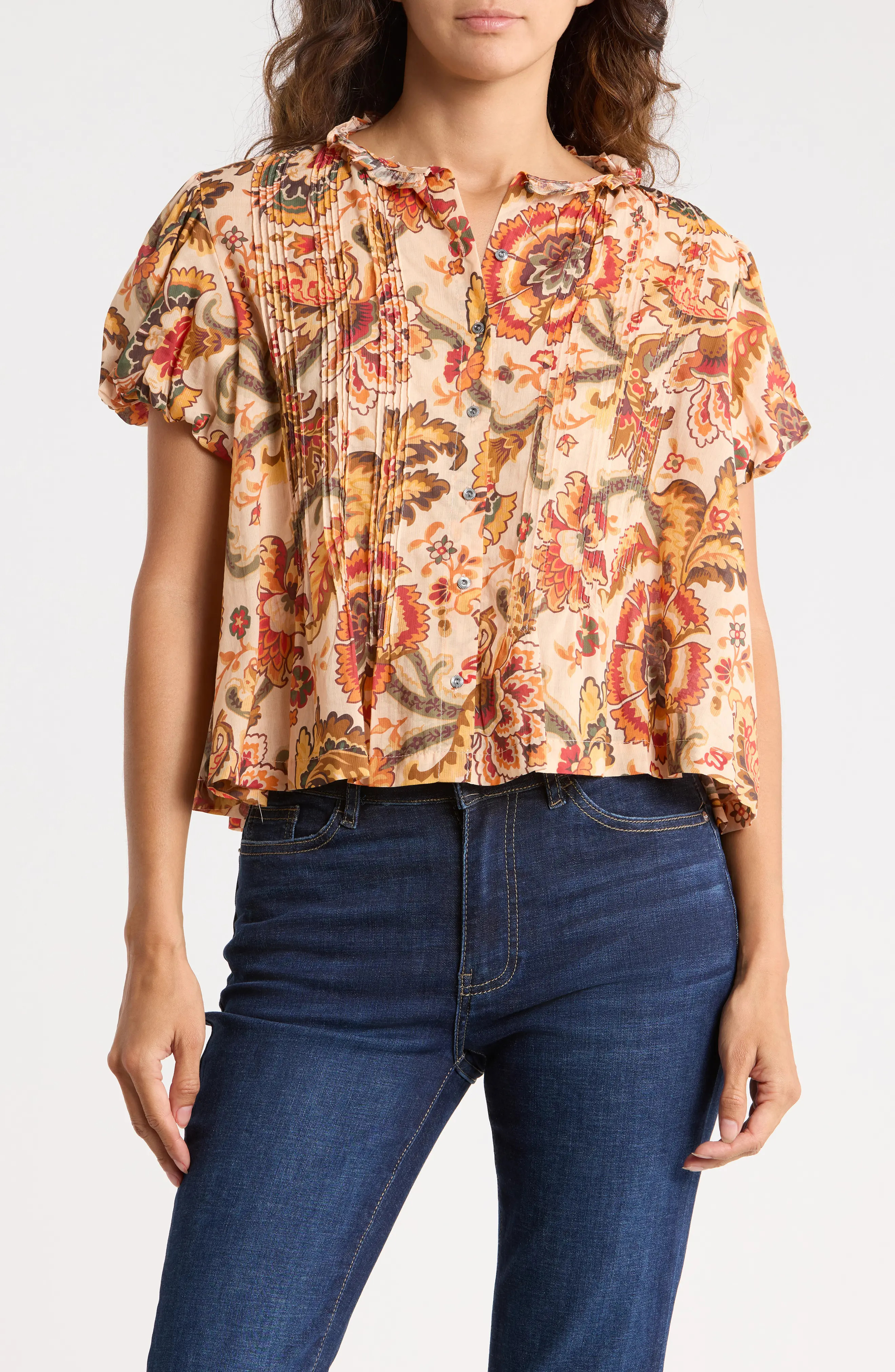 Joie Floral Puff Sleeve Top in Fantasy Floral Print at Nordstrom Rack, Size X-Small | Nordstrom Rack