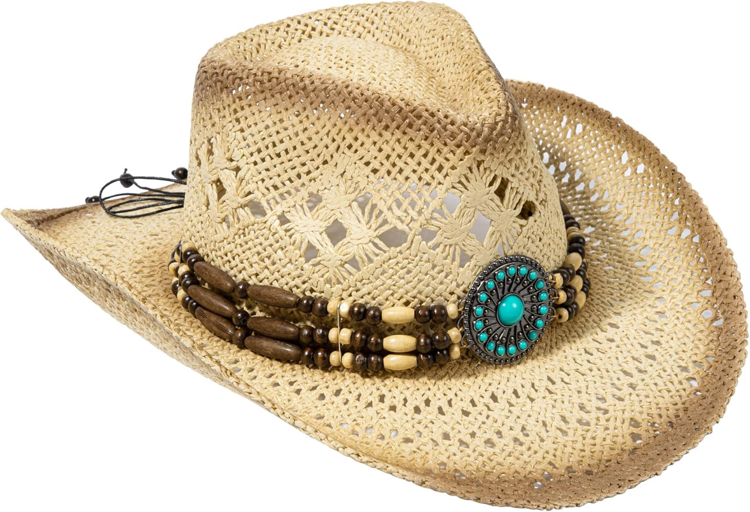 Livingston Men & Women's Woven Straw Cowboy Hat w/Hat Band | Amazon (US)