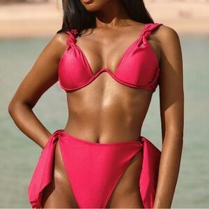 New Andrea Iyamah x Anthropologie Rai XS Ruby Fuchsia 1Pc Deep-V Underwire Top | Poshmark