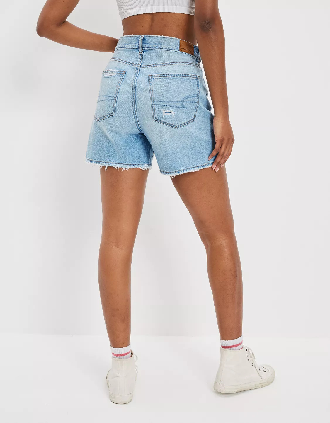 AE Dreamy Drape Denim Highest Waist Baggy Short | American Eagle Outfitters (US & CA)