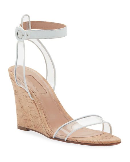 Aquazzura Minimalist Sandal Wedges w/ Illusion Straps | Neiman Marcus