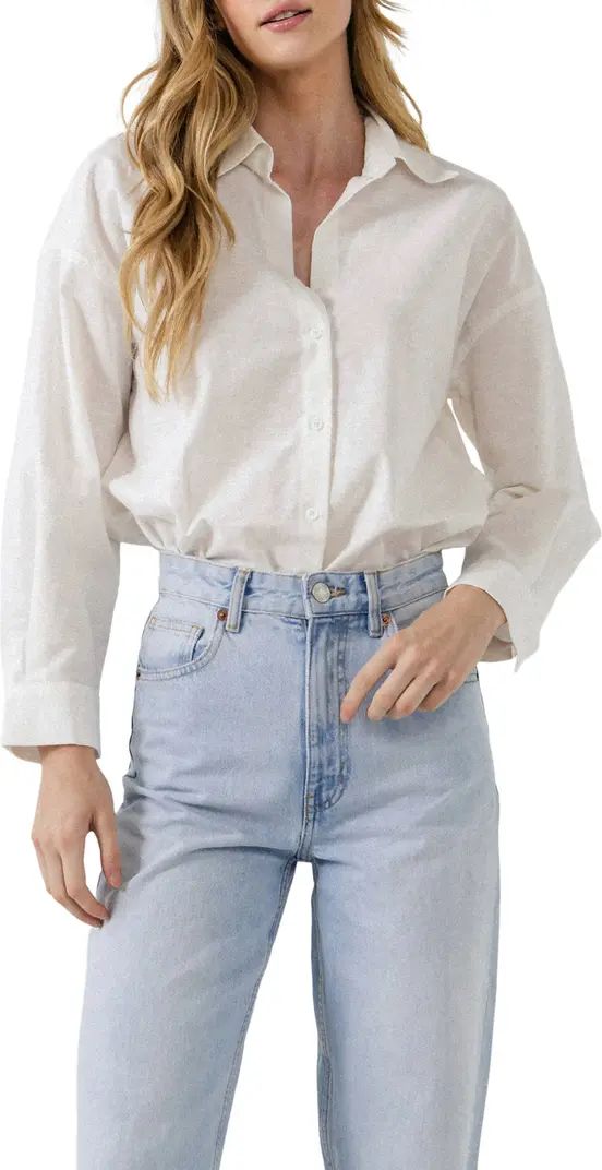 English Factory Oversize Cotton & Linen Shirt | Nordstrom | Nordstrom