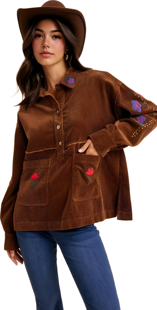 Embroidered Floral Corduroy Button-Up Jacket | Nordstrom