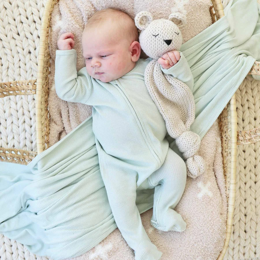 All Bamboo Waffle Zipper Footies | Caden Lane