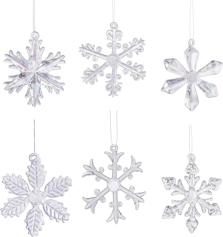 Klikel Glass Snowflake Ornament - Winter Christmas Tree Hanging Decorations - Set of 18 | Amazon (US)