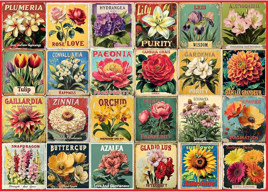 Vintage Flower Puzzles for Adults 1000 Pieces, Unique Beautiful Floral Collage Art Jigsaw Puzzles... | Amazon (US)