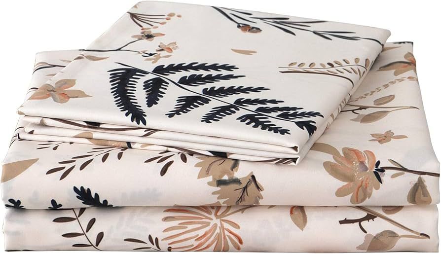 JSD Floral Printed Sheet Set Queen, Soft Microfiber Botanical Bed Sheets 15" Extra Deep Pocket 4 ... | Amazon (US)