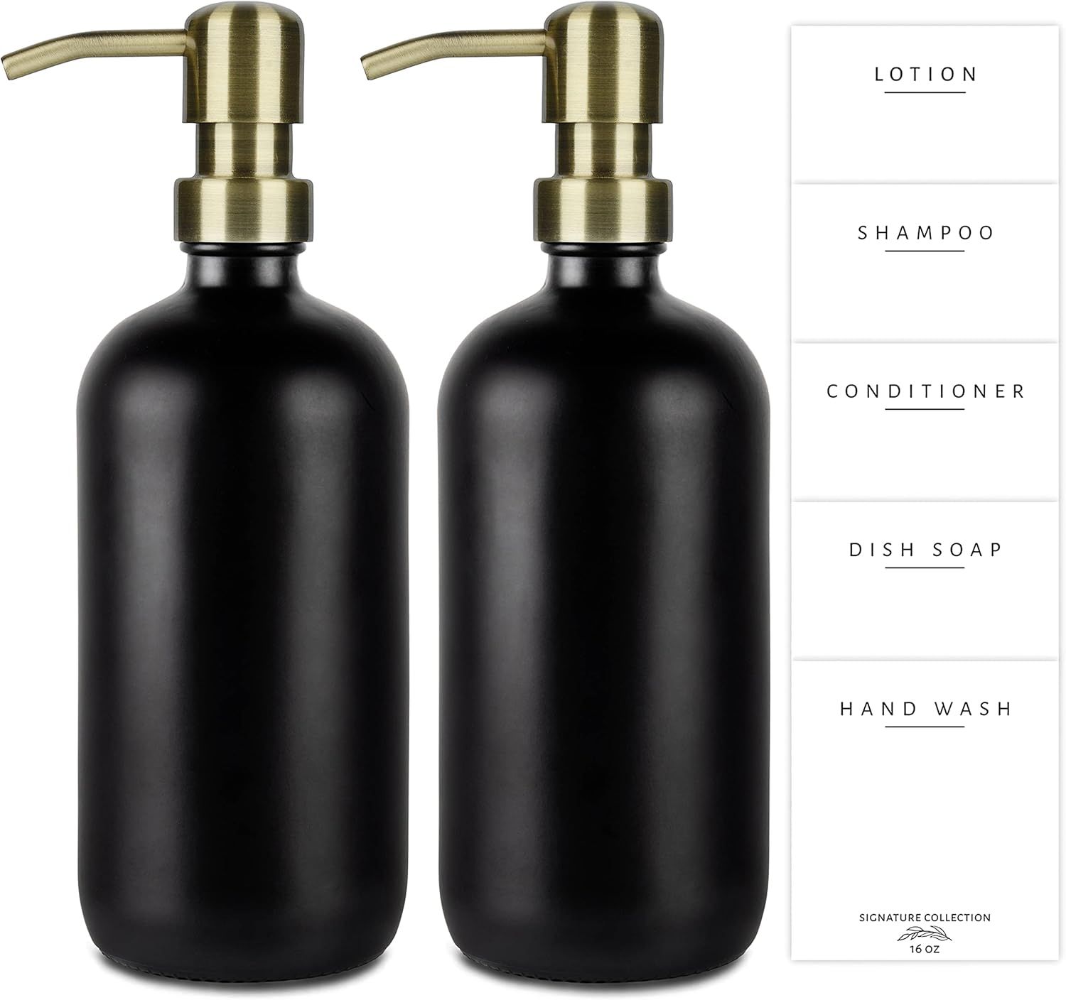 Emerson Essentials Double Glass Soap Bottle Dispensers, 2 Pack, Rust Proof Stainless Steel Pumps ... | Amazon (US)