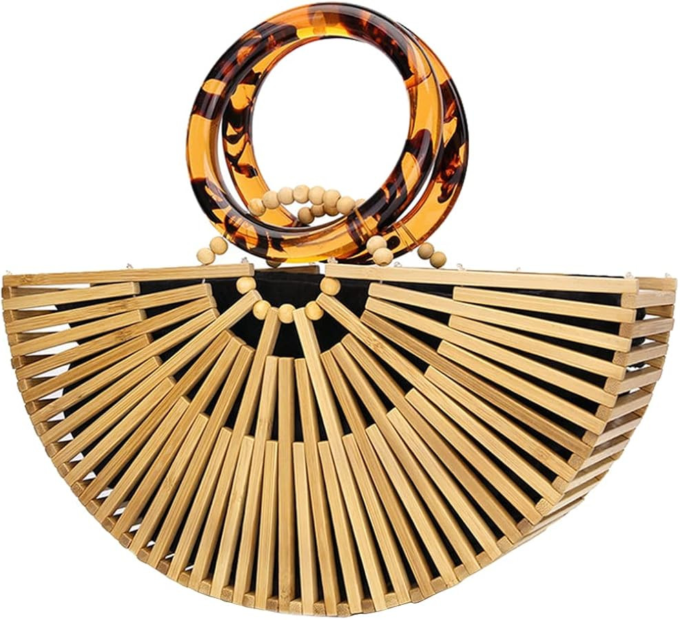 Bamboo Purse for Women Top Handle Bag Tote Bag with Inner Bag Satchel Hobo Bag Purses Gift for Wo... | Amazon (US)