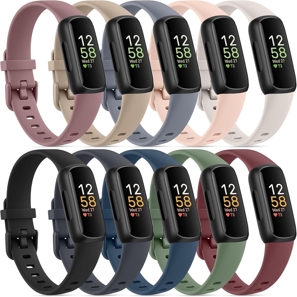 10 Pack Fitbit Inspire 3 Bands - Soft Silicone Adjustable Sport Replacement Straps for Women & Me... | Amazon (US)