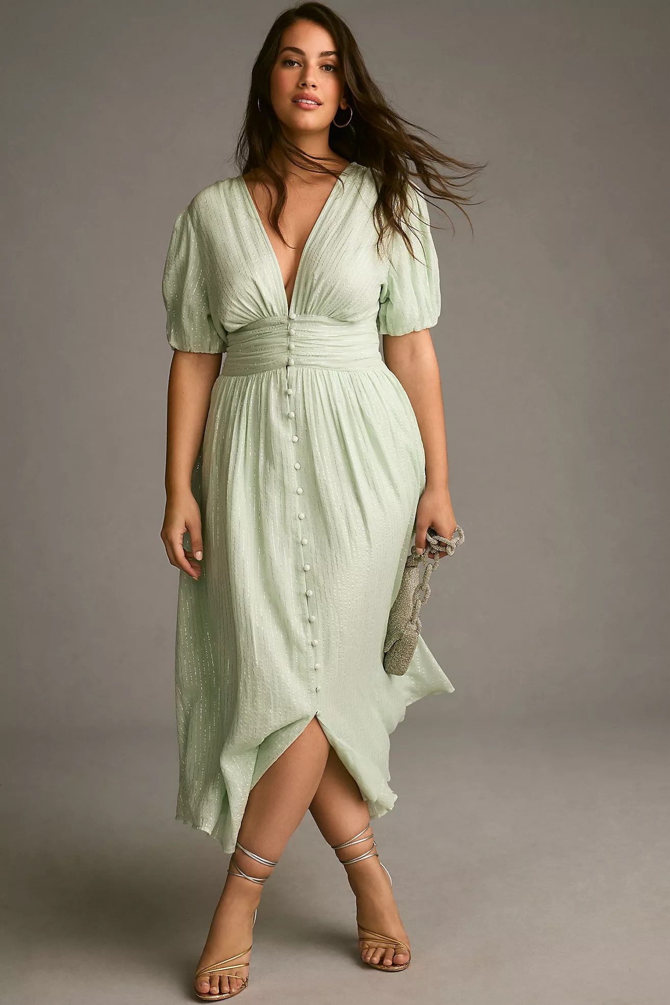 The Catalina Lurex Button-Front Dress | Anthropologie (US)