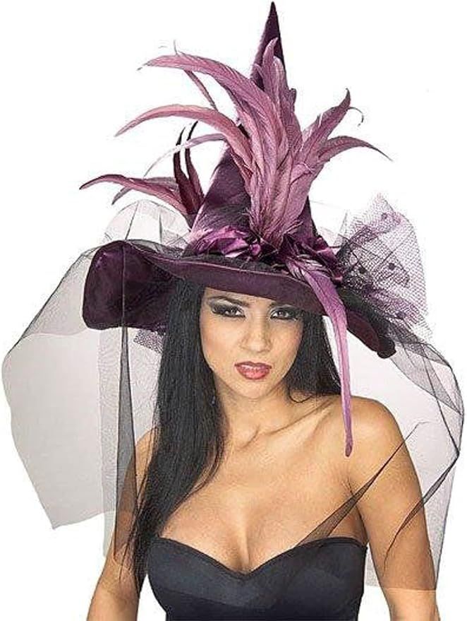 Rubie's Costume Co. Women's Witch Hat with Feathers and Veil Costume | Amazon (US)