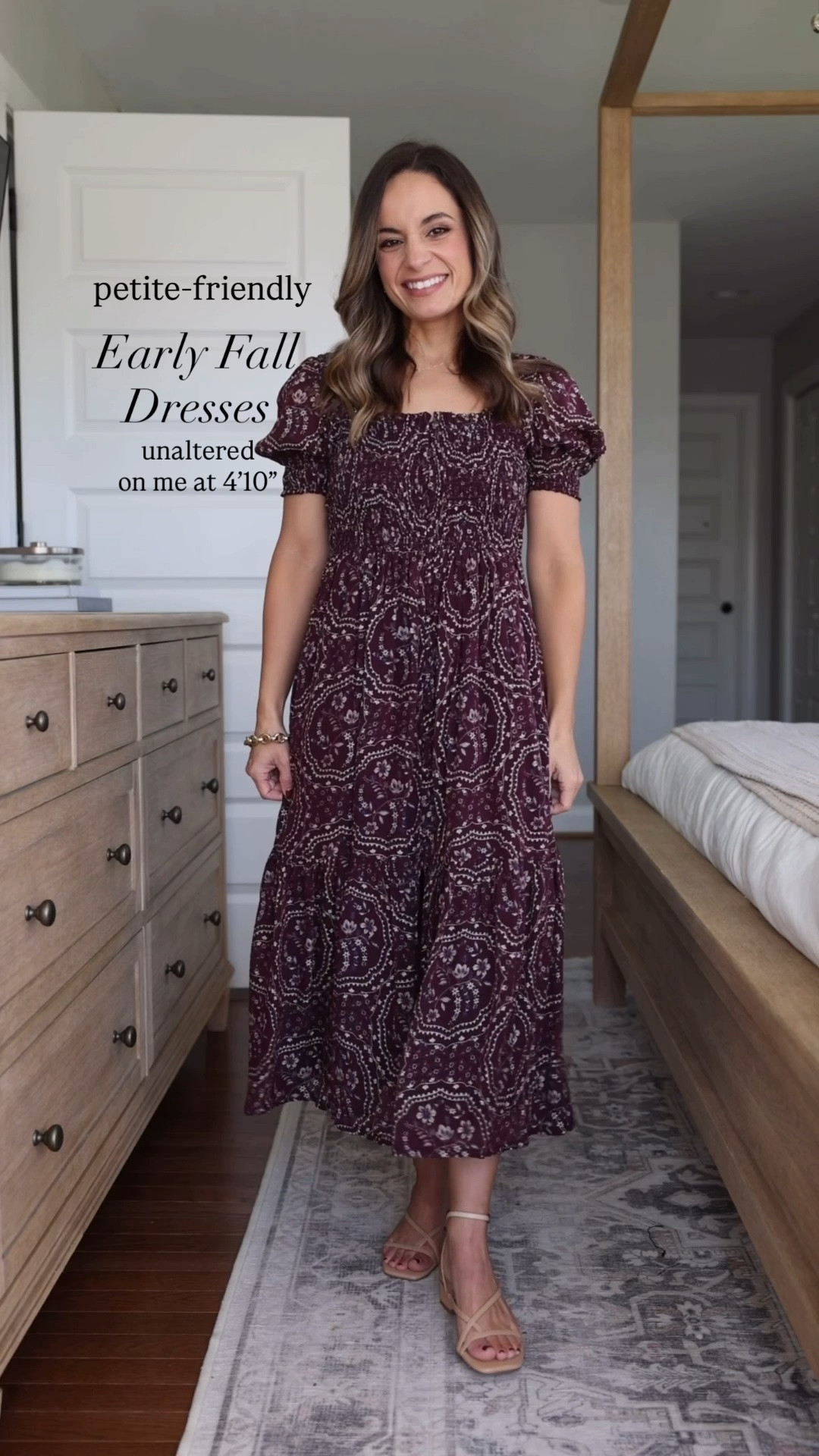 Four petite-friendly fall dresses! 

Purple dress (Anthropologie): petite xxs 
Brown dress (Tuckernuck): xs (recommend xxs if you’re my size) 
White dress (Anthropologie): petite xxs 
Printed dress (Tuckernuck): xxs - a little long from shoulder to chest on me

#LTKPetite