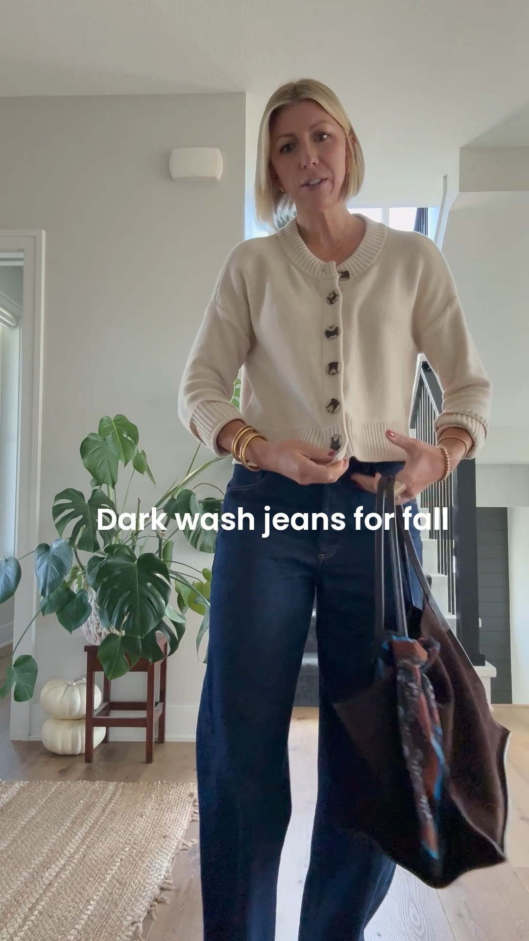 Dark wash, wide leg jeans for fall 🍂
Wearing my shoes to size small in this organic cotton cardigan (it runs oversized) wearing size 28 and the wide leg, relaxed jeans

#LTKOver40 #LTKStyleTip #LTKSeasonal