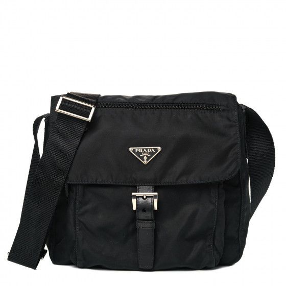 PRADA Tessuto Nylon Messenger Bag Black | Fashionphile