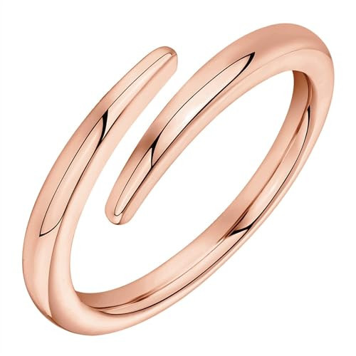PAVOI 14K Gold Plated Open Twist Eternity Band Rose Gold for Women Size 6 | Amazon (US)